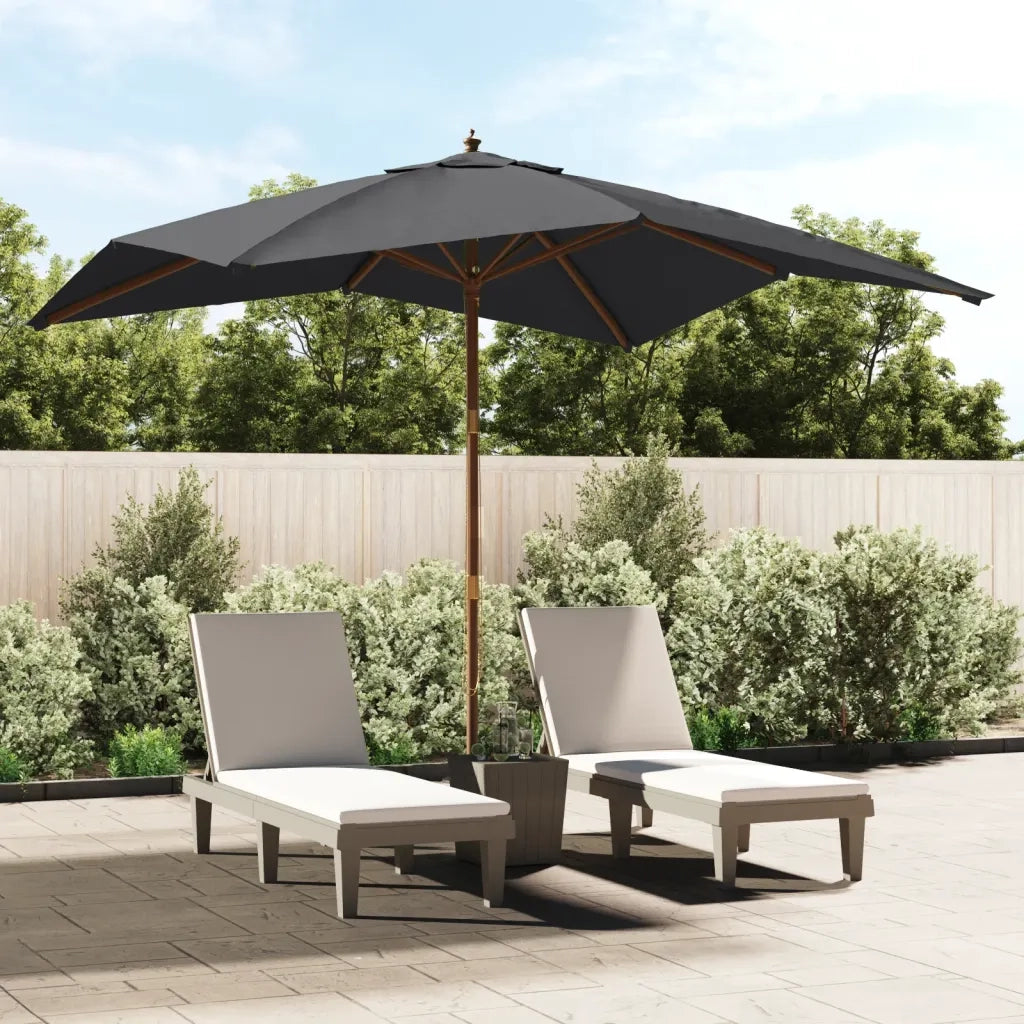 Ombrellone da Giardino-Ombrello da Balcone con Palo in Legno Nero 300x300x273 cm