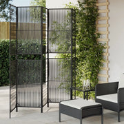 Divisorio per Ambienti | Divider per stanze | Paravento a 5 Pannelli Nero in Polyrattan
