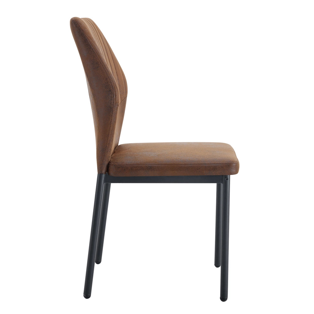 Set di 4 sedie da pranzo in tessuto tech marrone e nero, con gambe in metallo, stile moderno
