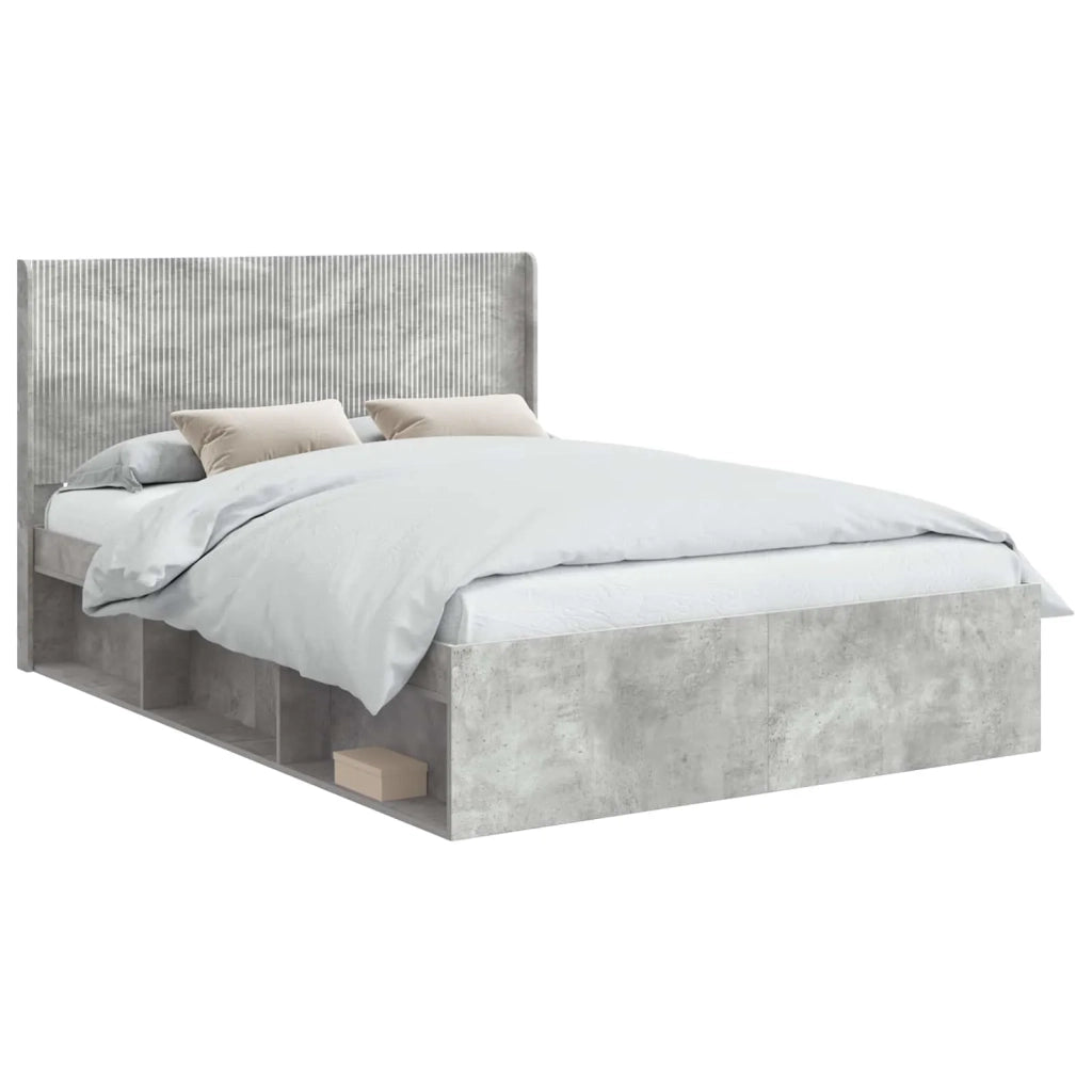Letto matrimoniale | Letto per adulti | Struttura del letto con stoccaggio e testata Grigio Cemento