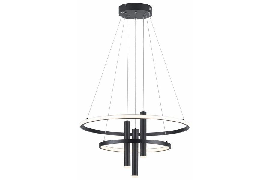 Lampada a sospensione nera Amanda doppio anello LED Ø62