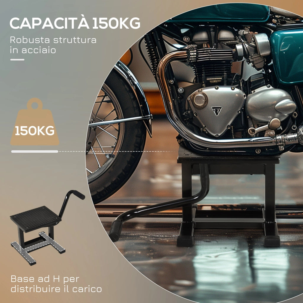Cavalletto Alzamoto in Acciaio ¨C Xylo ¨C 150kg, Superficie Gomma, 48x34x43cm, Nero