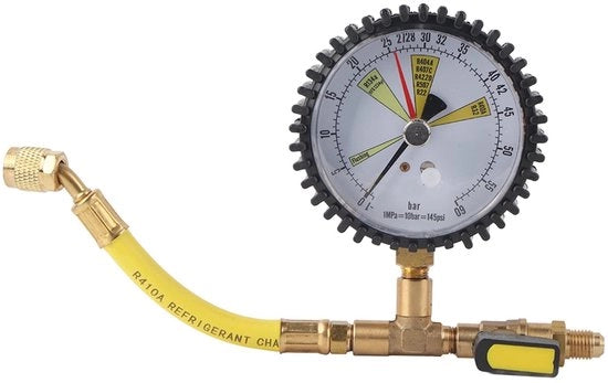 Manometro 80 mm - Drukmeter per condizionatori - Druktestmetro per refrigeranti - Adatto per R134a/R22/R407C/R410A - Interfaccia 1/4 SAE - Drukbereik -1~60 bar