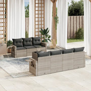 Set Divano da Giardino 8pz con Cuscini Grigio Chiaro Polyrattan