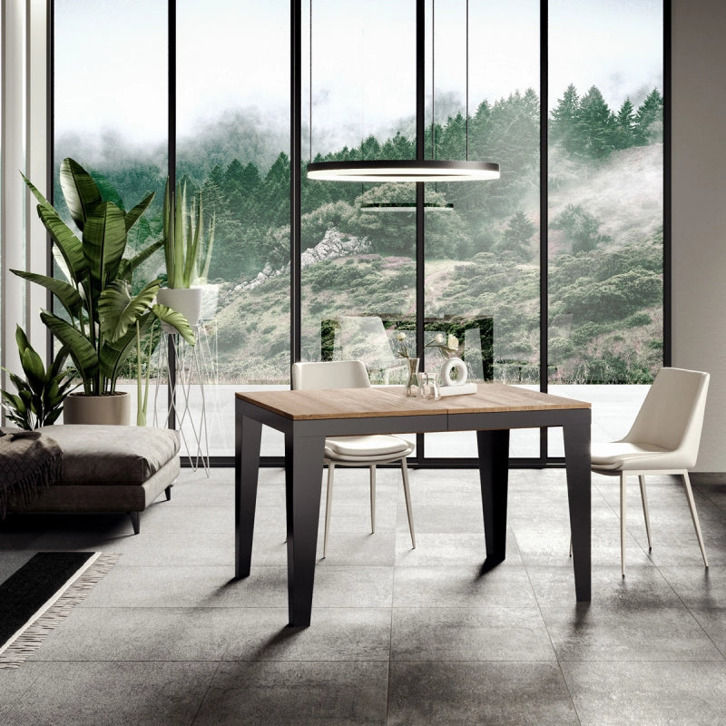 Tavolo allungabile 90x160/264 cm Flame Evolution telaio Antracite - Quercia Natura