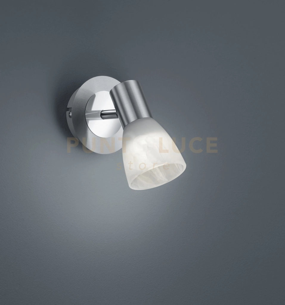 LEVISTO SPOT LED ORIENTABILI ACCIAIO E VETRO ALABASTRO H.19CM 1 LUCE ATTACCO E14, LAMPADINA INCLUSA 4,9W 470lm 3000K
