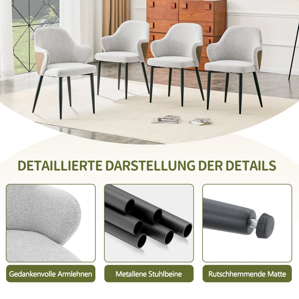 SEDIA DA PRANZO Set da 2 pezzi 83 cm Tessuto grigio chiaro e metallo