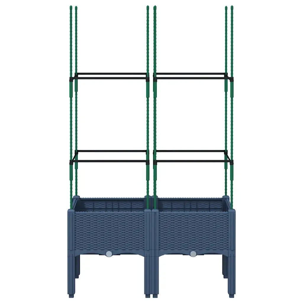 Fioriera da Giardino con Graticcio-Vaso da Esterno-Fioriera con Griglia Grigio Blu 80x40x142,5cm PP