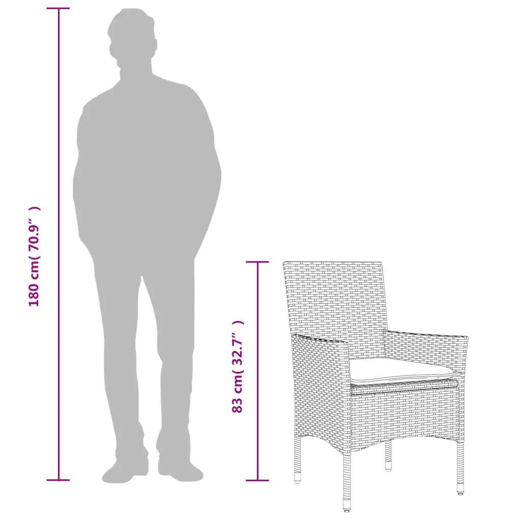 Set da Pranzo da Giardino 5 pz | Set Salotto da Giardino con Cuscini Polyrattan e Vetro