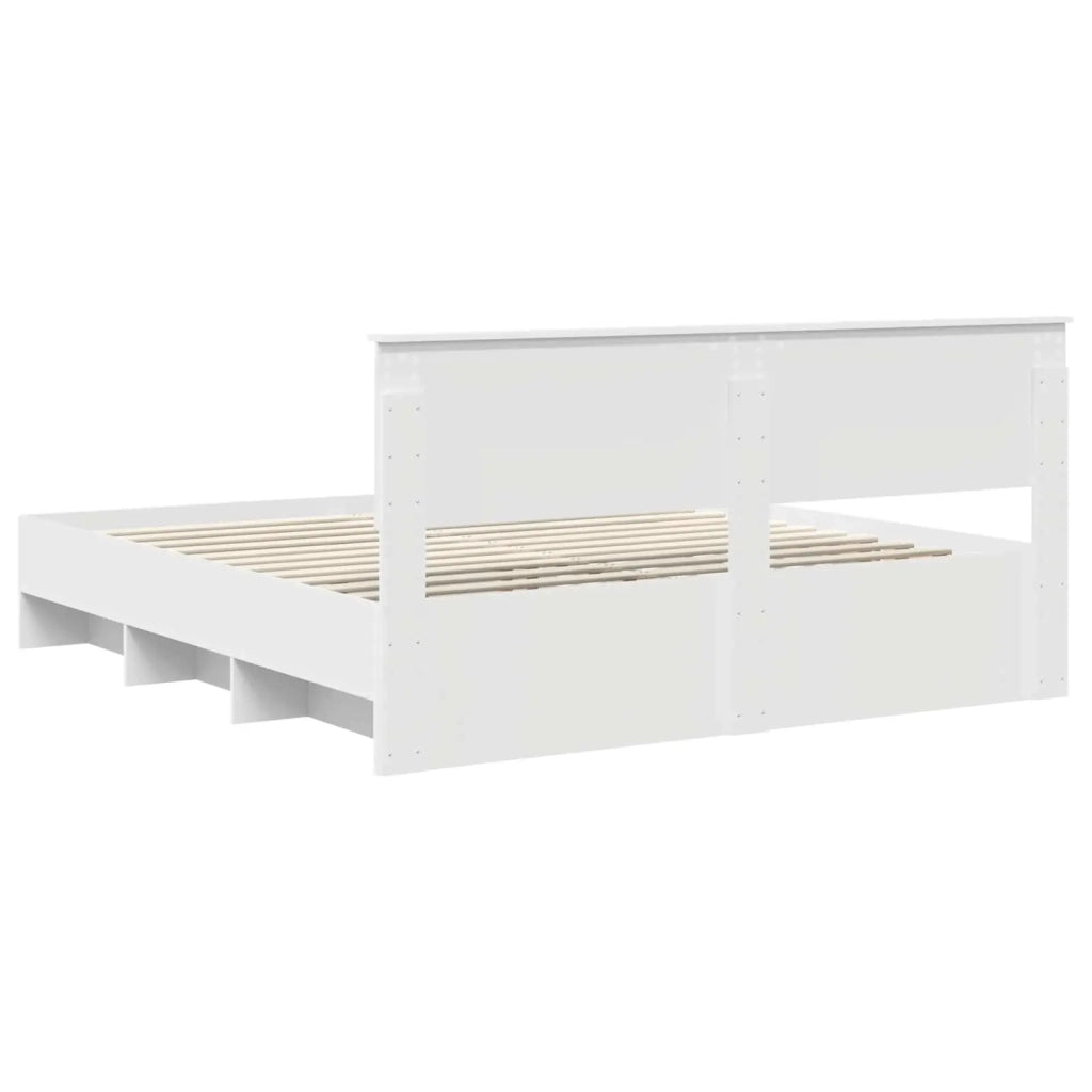 Struttura del letto-Giroletto-Rete del Letto Bianco 200 x 200 cm Legno multistrato 384219