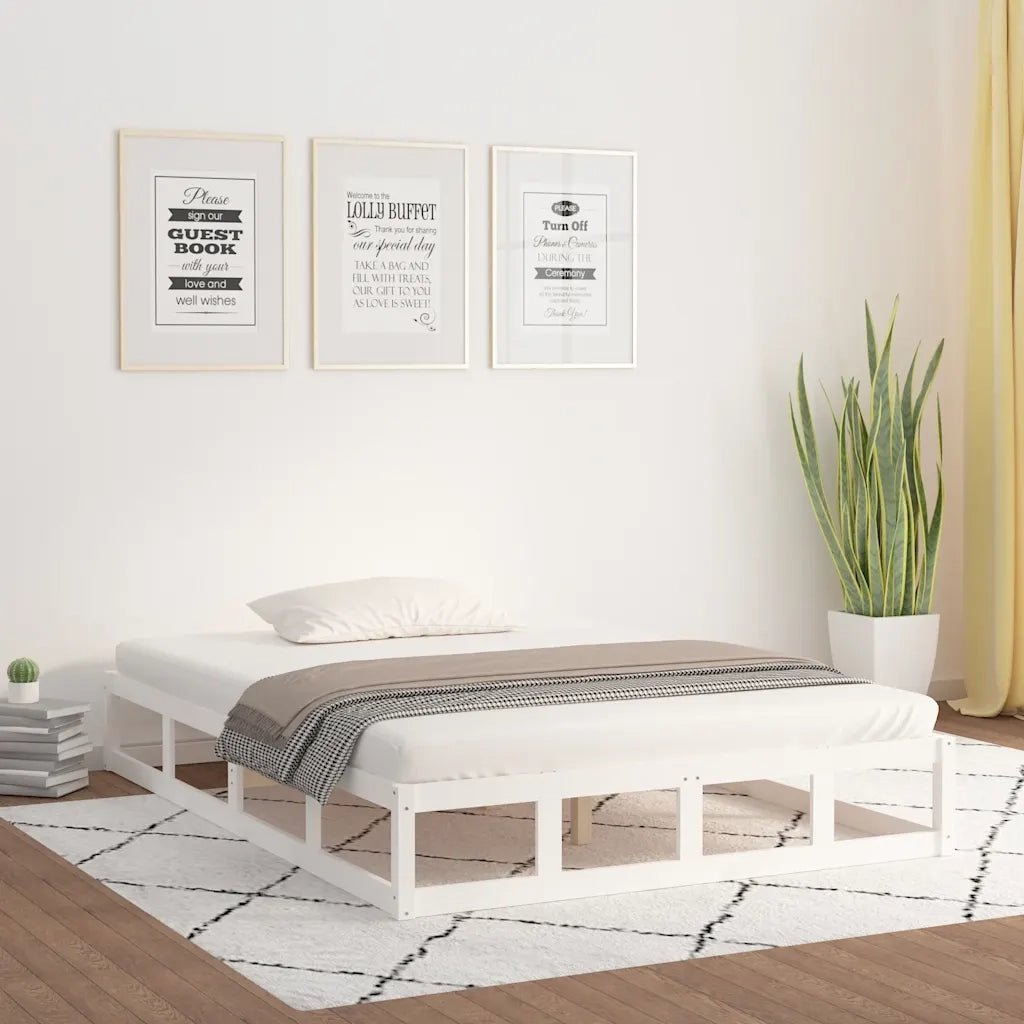 Giroletto-Struttura Letto Bianco 140x200 cm in Legno Massello 304542