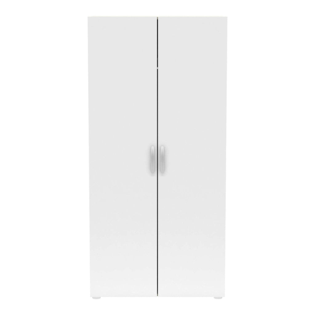 Guardaroba 2 ante Barge, Mobile camera da letto, Cabina armadio portabiti, Armadio appendiabiti, 79x52 h166 cm, Rovere e Bianco opaco