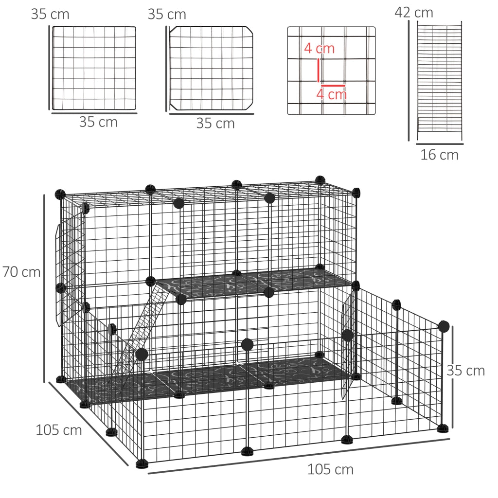Recinto per Conigli Modulabile ¨C Minimal ¨C Acciaio, Nero, 105x105x70cm