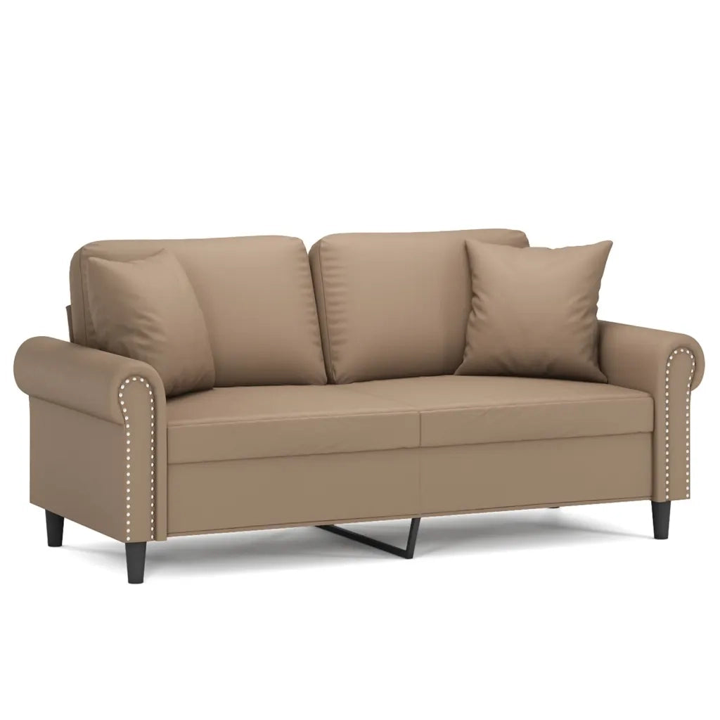 Divano a 2 Posti con Cuscini Cappuccino 140 cm in Similpelle