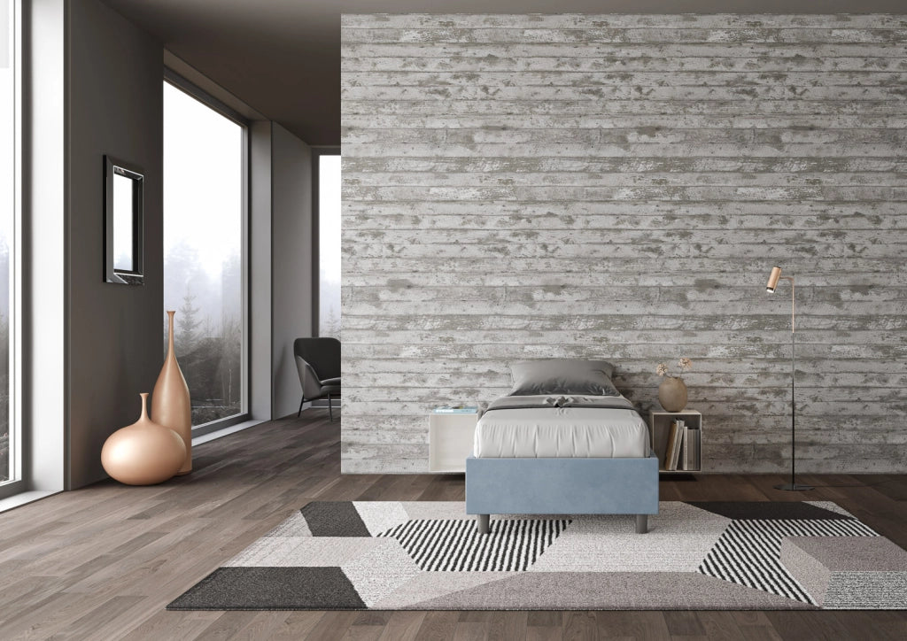 BS COM Letto singolo contenitore imbottito 80x200 microfibra azzurro