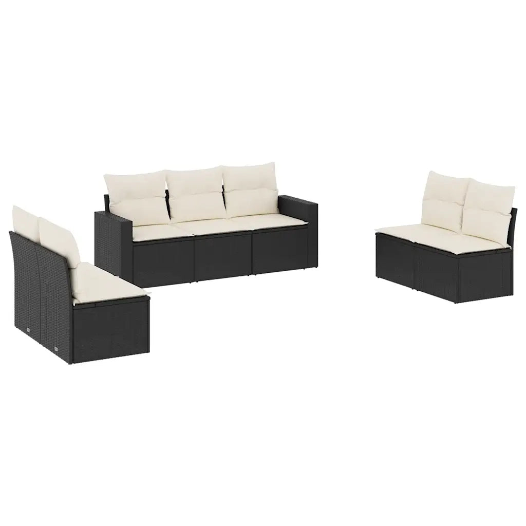 Set Divani da Giardino con Cuscini 7pz Nero Polyrattan 3251163