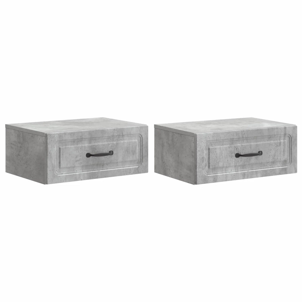 Mobiletto da notte a muro con cassetto 2 pcs Grigio Cemento 899302