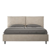 BS COM Letto matrimoniale contenitore doppia alzata imbottito 160x200 microfibra sabbia