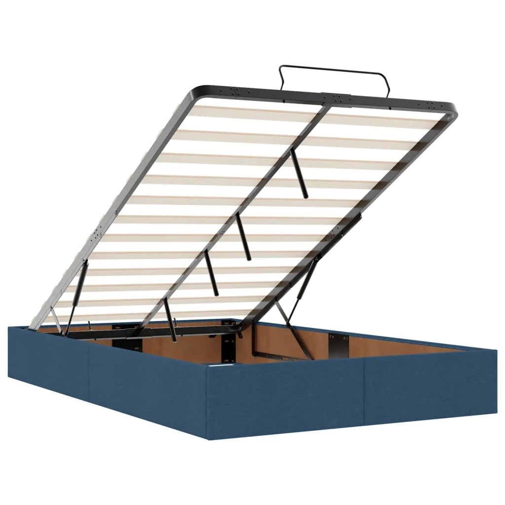 Letto Ottomano con Materasso e LED Blu 120 x 200 cm Tessuto 3456904