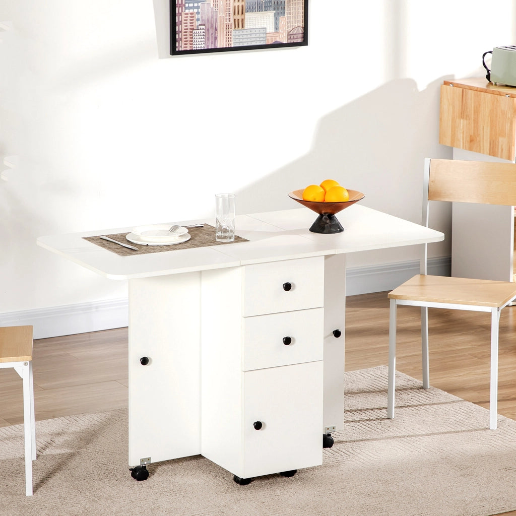 Tavolo da pranzo pieghevole allungabile con cassetti ¨C zephmum ¨C bianco 120x60x75 cm