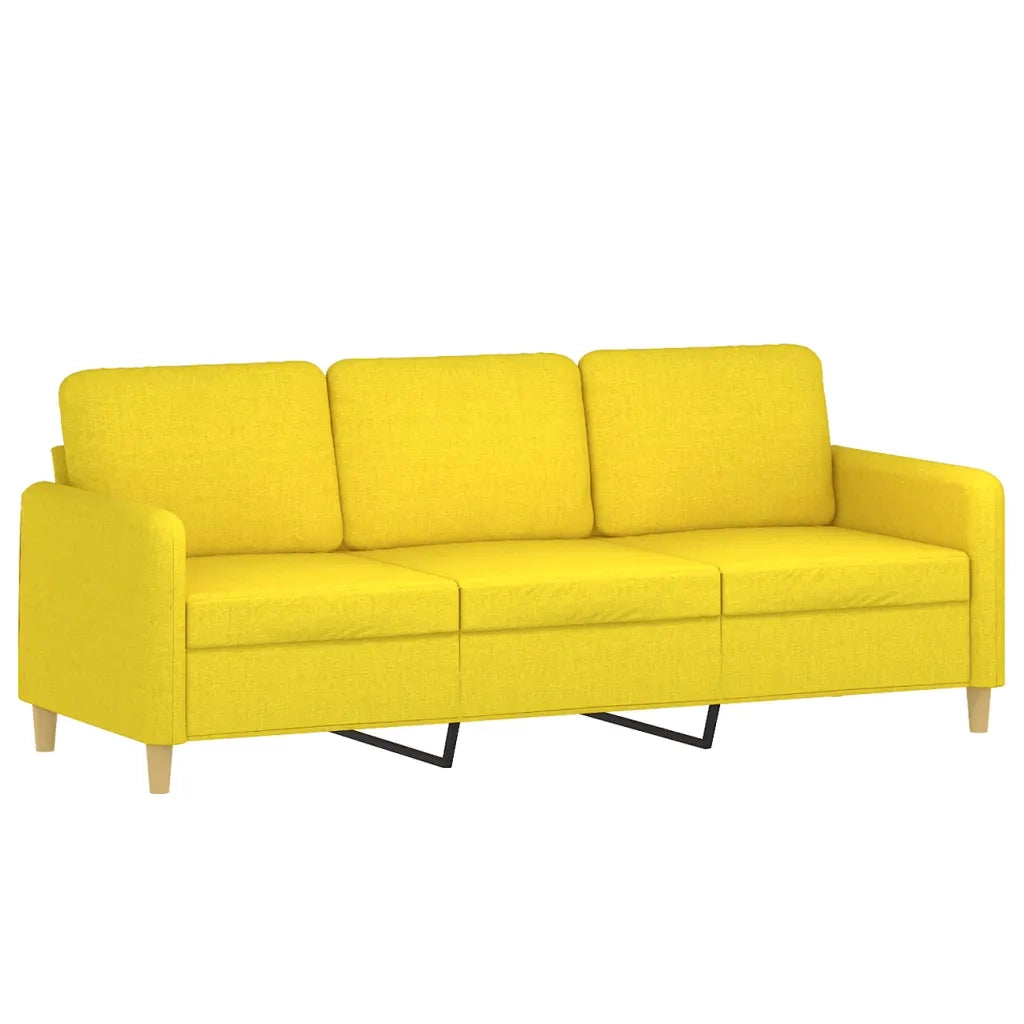 Set di Divani 3 pz con Cuscini Giallo Chiaro in Tessuto 3202059