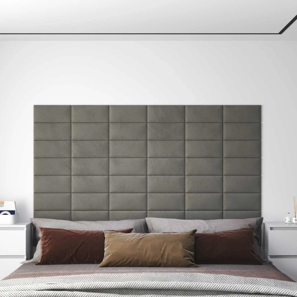 Testiera | Testata da Parete 12 pcs Grigio Chiaro Velluto