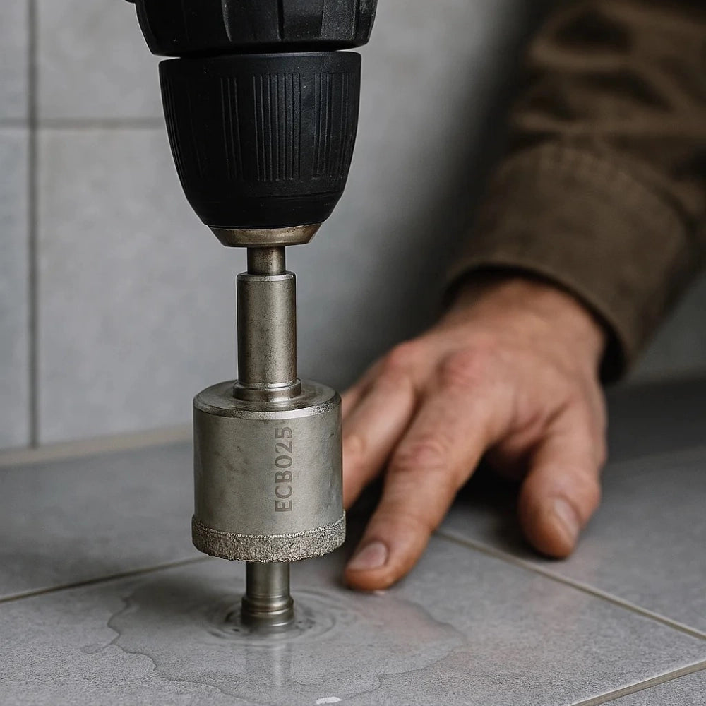 Foretto diamantato ad umido trapano avvitatore attacco a stelo diametro 10mm *** misura 55 mm, confezione 1
