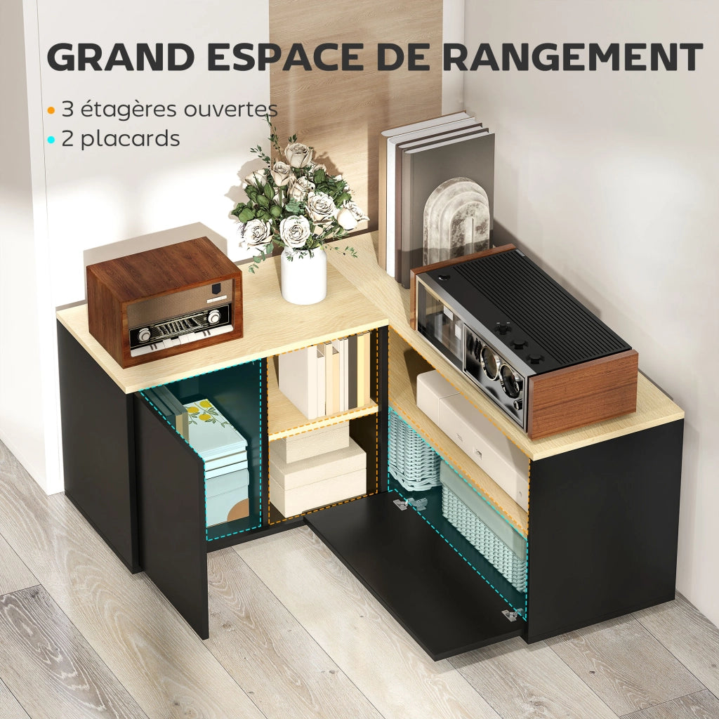 Mobile TV Angolare ¨C Minimal ¨C Quercia e Nero 90x90x45 cm