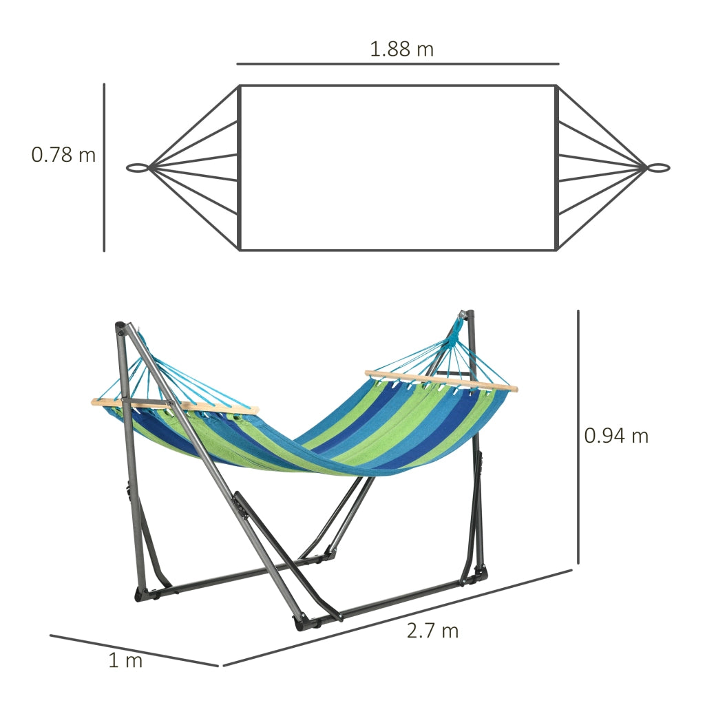 Amaca Autoportante Pieghevole con Supporto ¨C Xylo ¨C Cotone e Acciaio 270x100x94cm