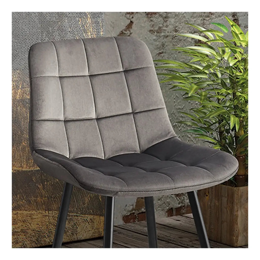 Sedia da bancone JUTE - Velluto color taupe - Gambe in metallo - Altezza 95 cm - Stile contemporaneo