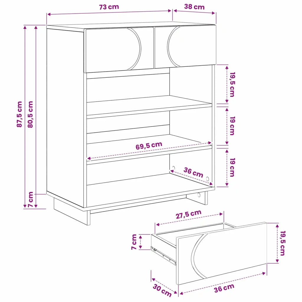 Mobile per scarpe 73 x 38 x 87,5 cm Legno ingegnerizzato Bianco 8011657