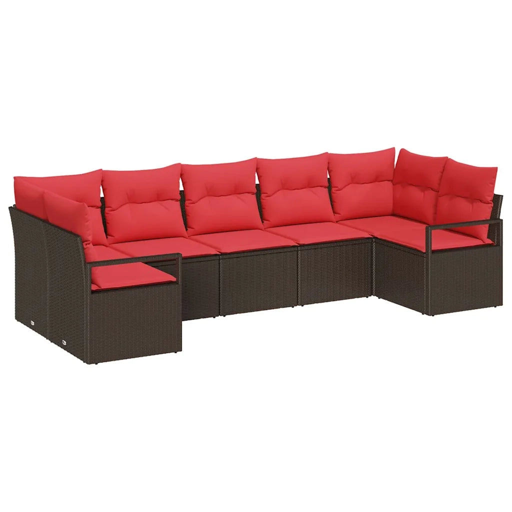 Set di divani con cuscino 7 pcs Marrone polyrattan 3346534