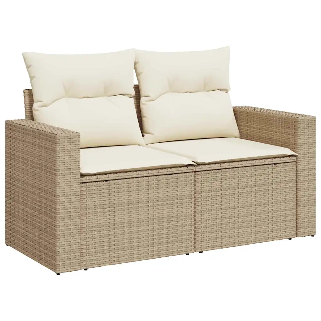 Set Divano da Giardino con cuscino 9 pcs Beige polyrattan