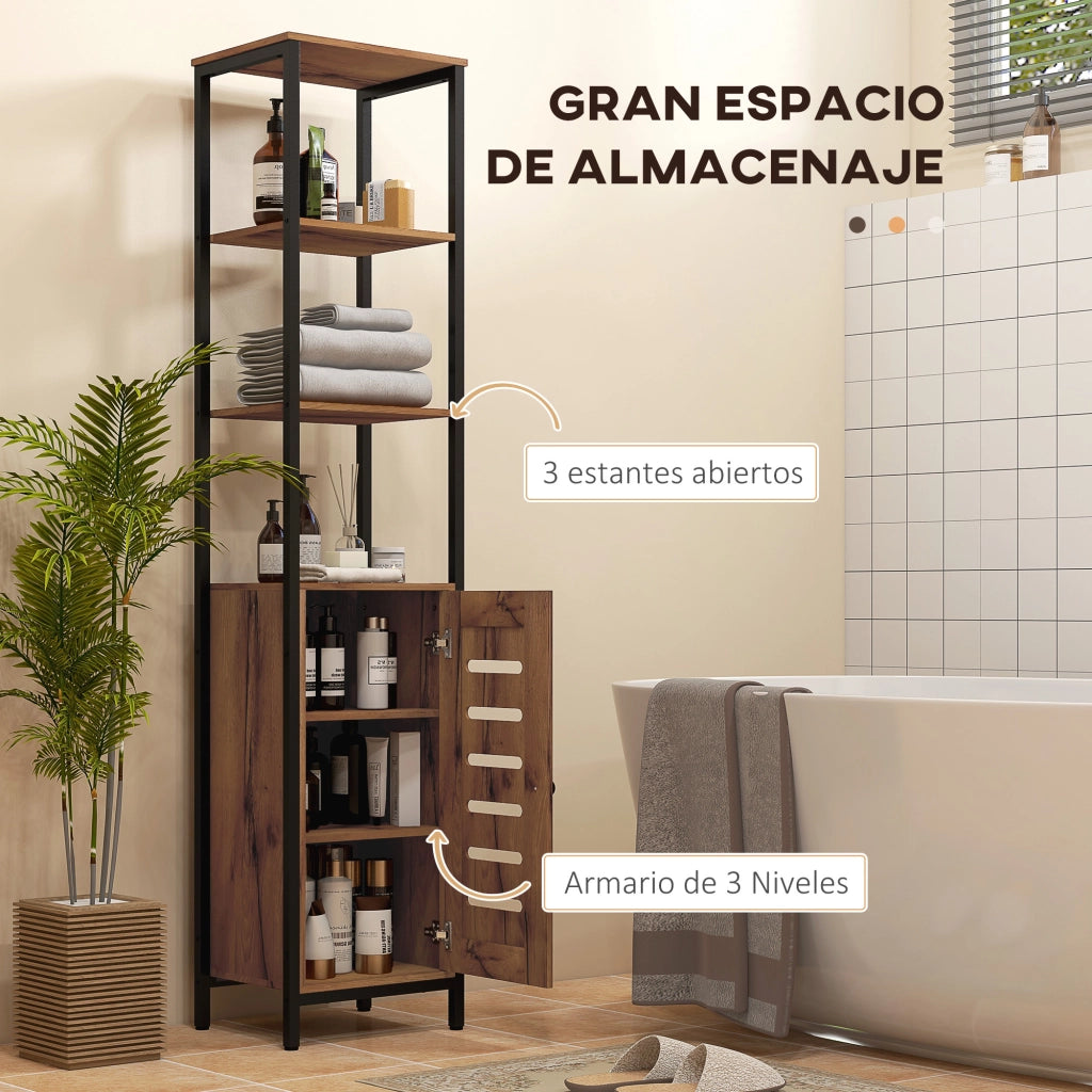 Colonna bagno salvaspazio con anta ripiani regolabili ¨C Xylo ¨C 37x30x167 cm marrone