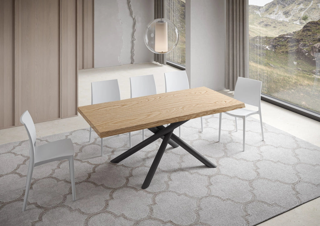 Tavolo Fisso 180x90 cm Vindral Rovere Scortecciato Gambe Antracite