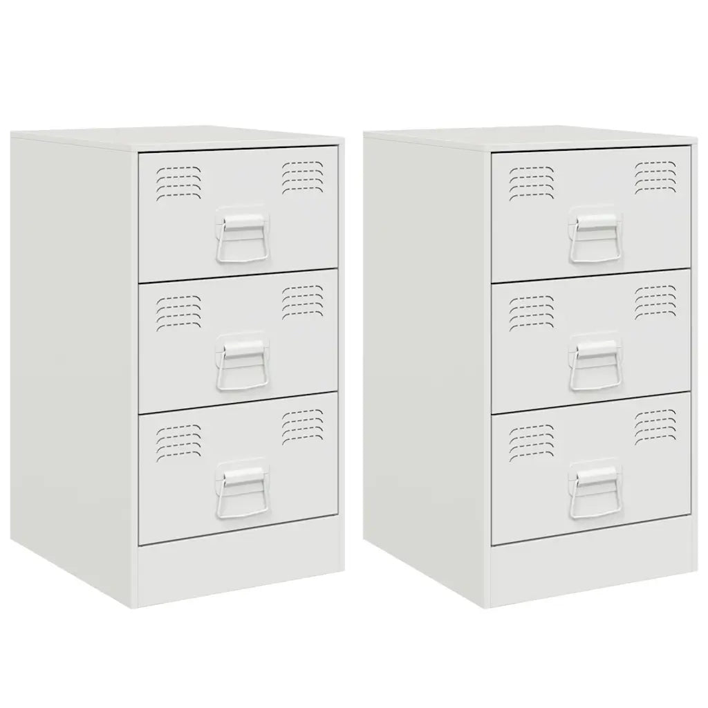 Comodini 2 pz-Set di 2 Tavolino da notte Bianchi 34,5x39x62 cm in Acciaio 414768