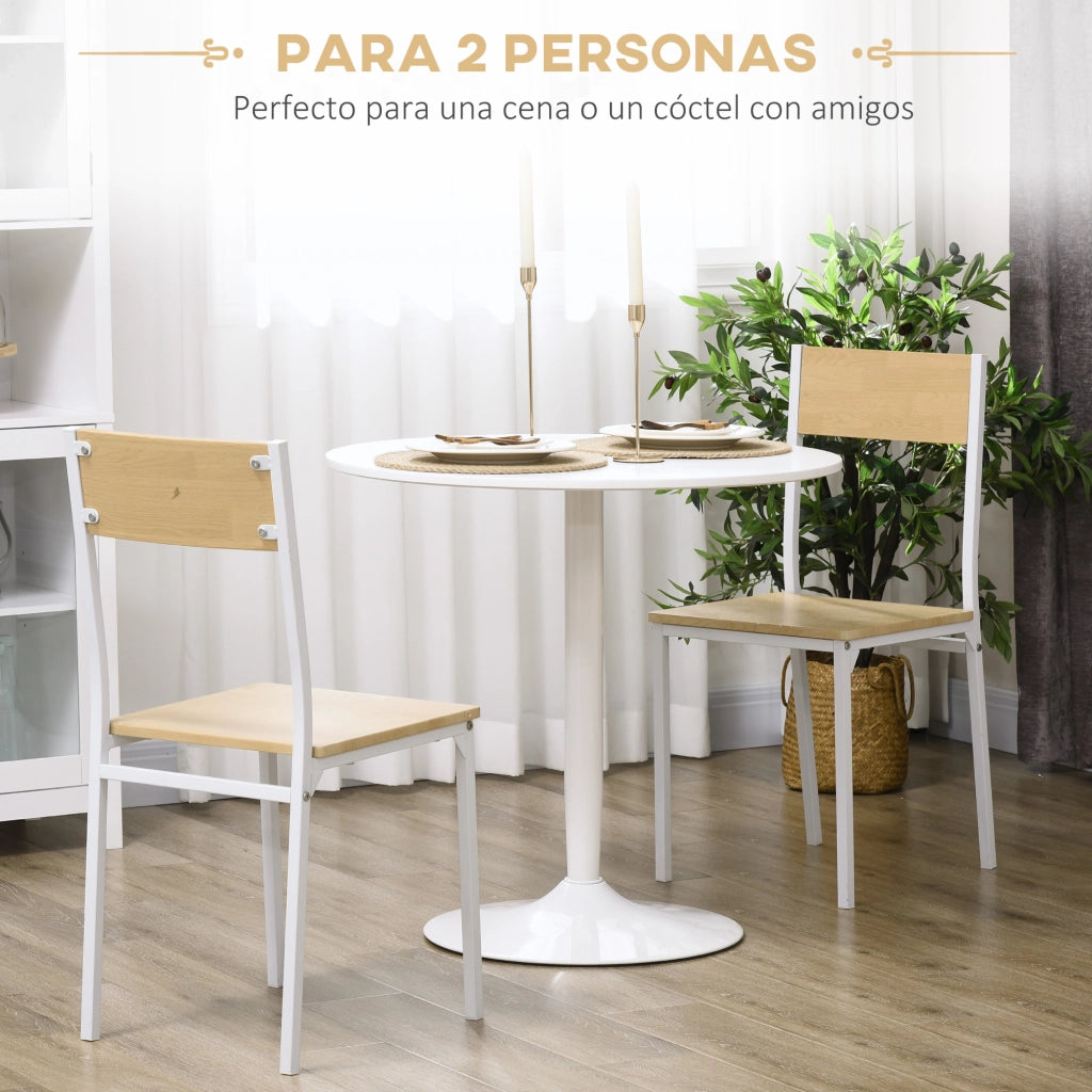 Tavolo da pranzo rotondo per 2 persone ¨C zephmum ¨C bianco, acciaio, ?80x75 cm