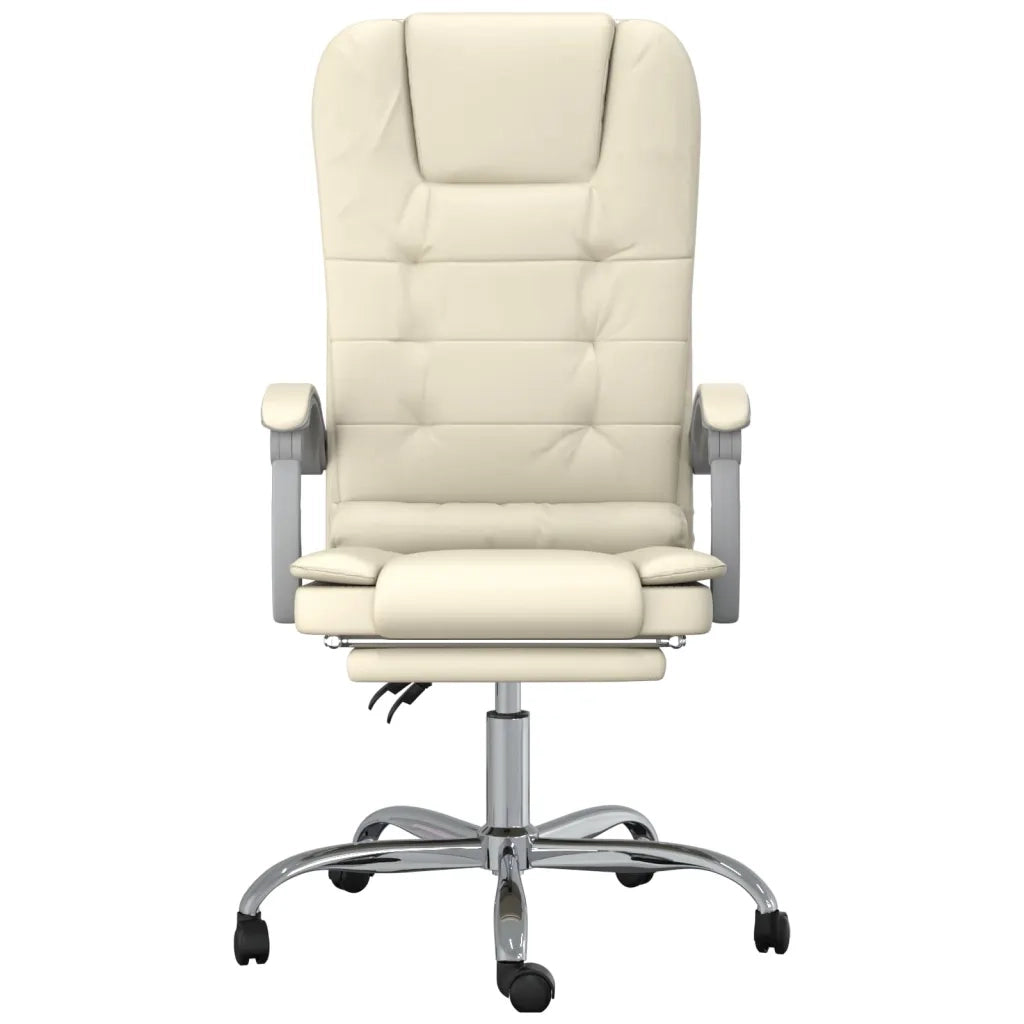 Poltrona da Ufficio Massaggiante Reclinabile Crema Similpelle 349670