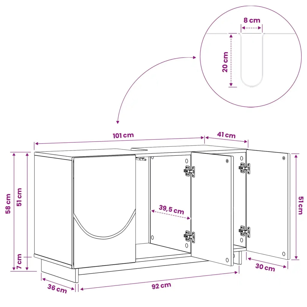 Mobile da bagno Sonoma grigio 101 x 41 x 58 cm 8011627