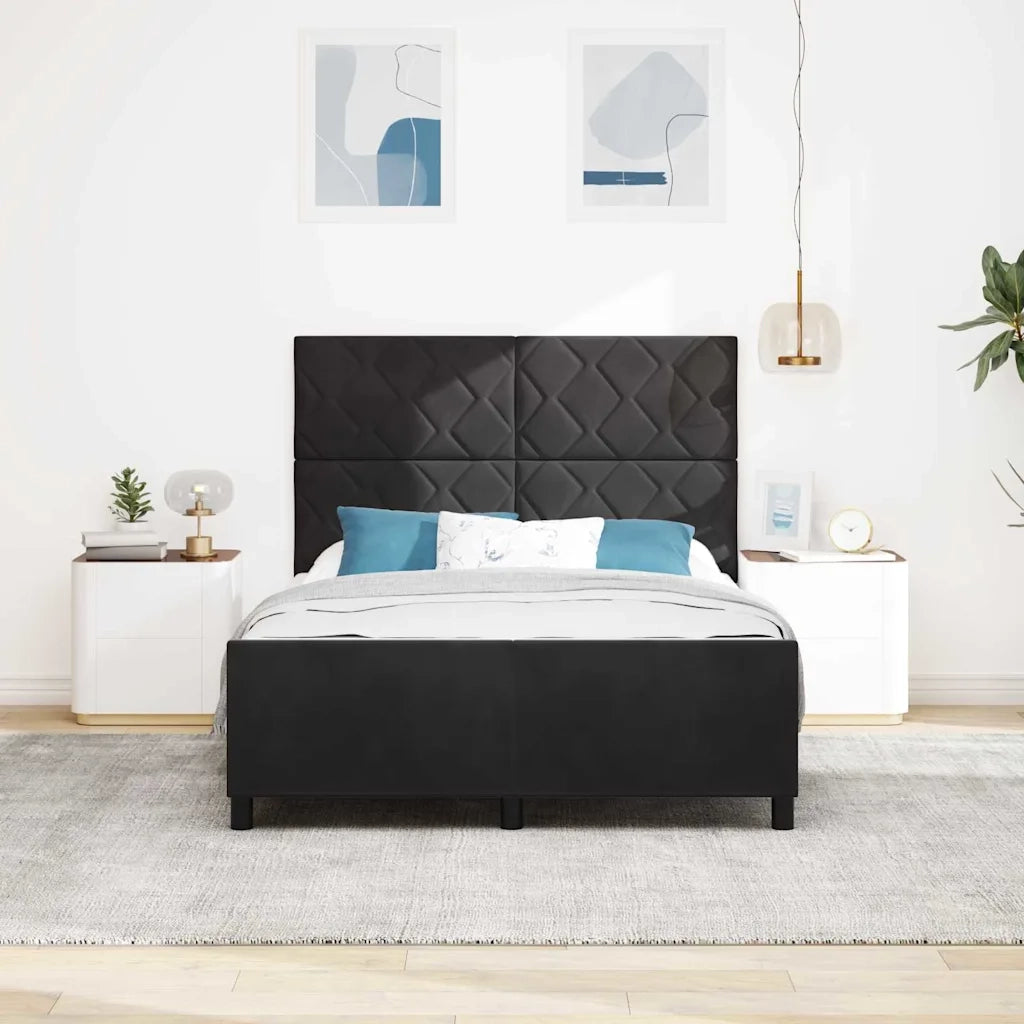 Letto a molle con testiera Nero 140 x 190 cm Velluto