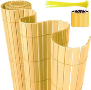Schermo per giardino in PVC - separazione per balcone e terrazza - colore bambù - 1,6x5m 2 pezzi