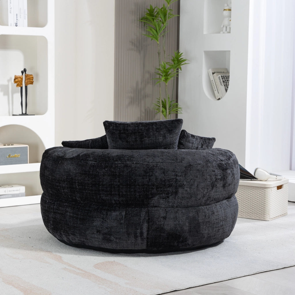 POLTRONA Relax 108x108x52 cm in Chenille Nera con Braccioli
