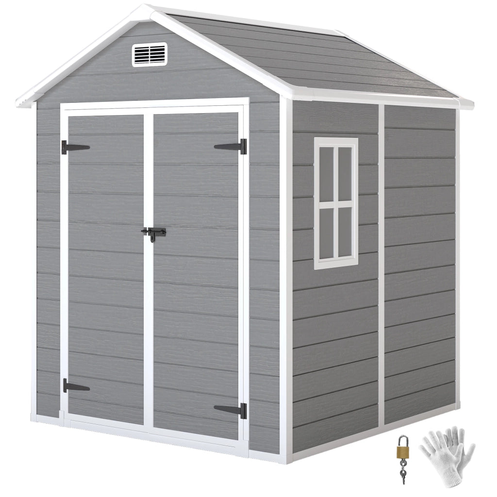 Casetta da giardino in resina ¨C Xylo ¨C 2,7 m2 grigio con pavimento 240x190x228 cm