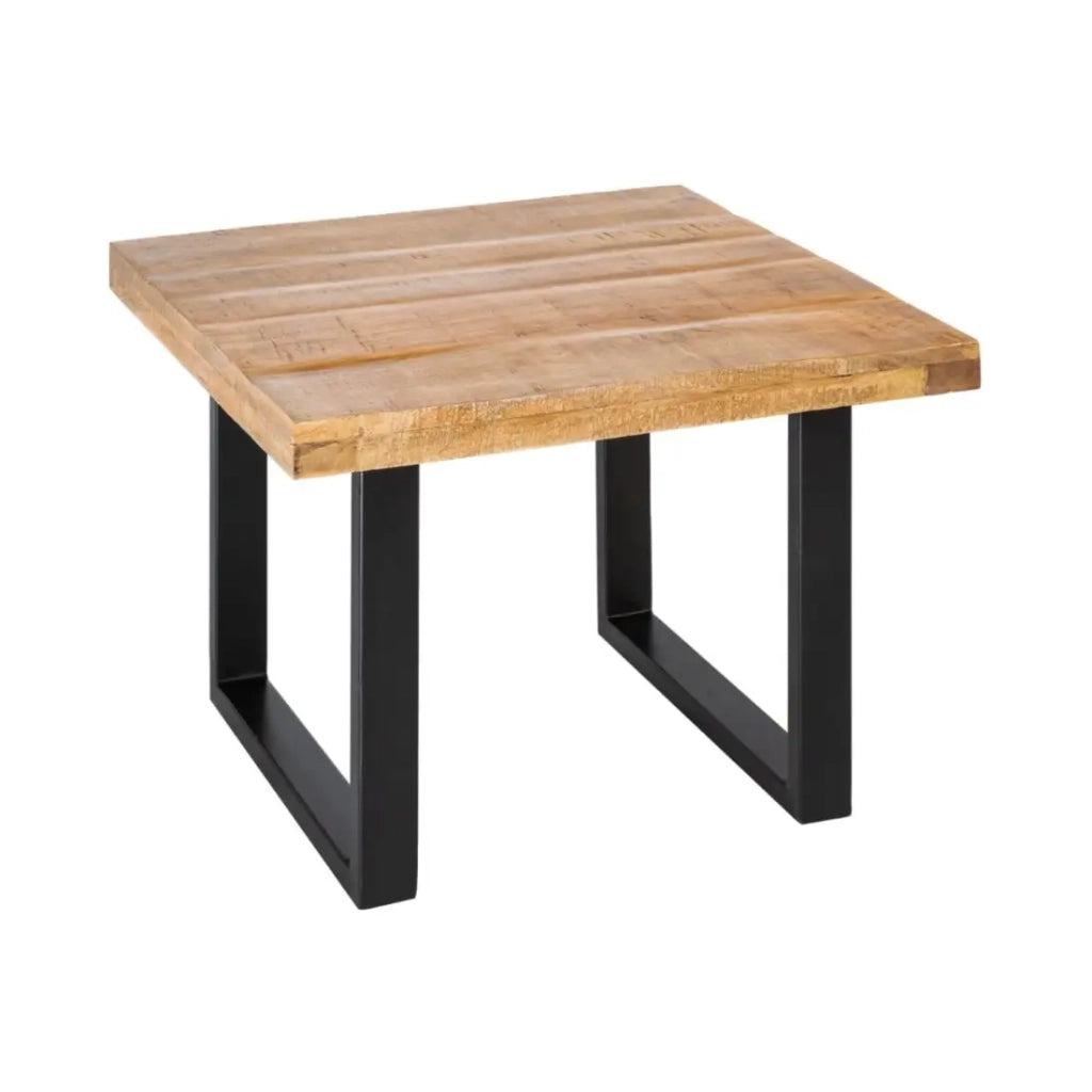 Tavolino LODEN 60 cm in legno massiccio di mango e metallo nero – stile industriale