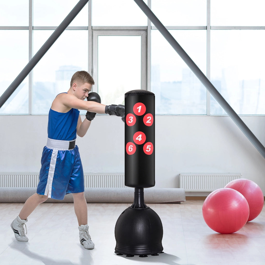 Sacco da Boxe da Terra, Sacco da Pugile per Adulti e Bambini, Fit Boxe Arti Marziali (50x50x165cm)