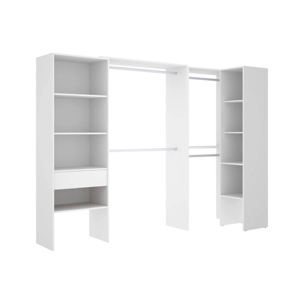 Guardaroba grande Florita, Mobile camera da letto, Cabina armadio portabiti, Armadio appendiabiti, 248x79 h187 cm, Bianco