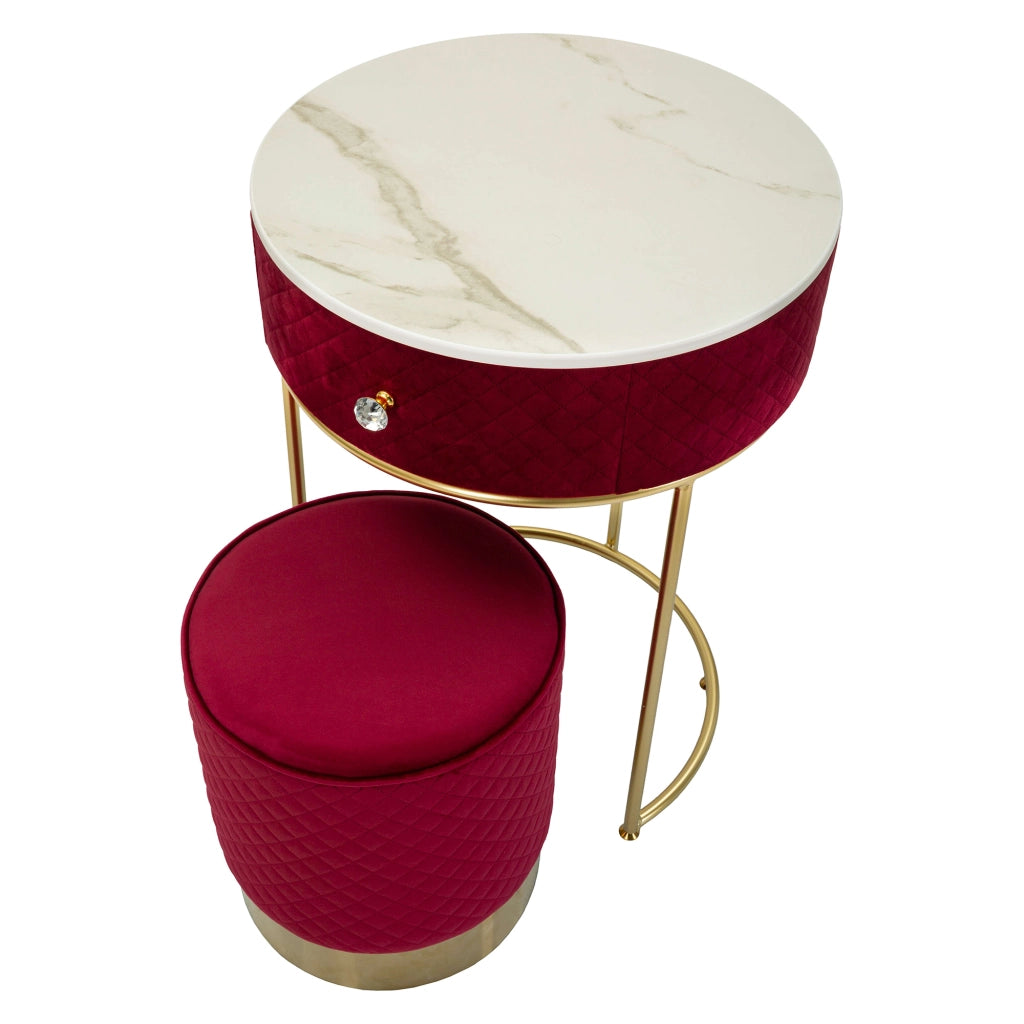 Mobile da Trucco Mbale, Toeletta un Cassetto, 52x52x70h cm Rosso