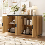 Credenza moderna 139x40x75 cm in legno naturale con 4 ante; struttura in truciolare