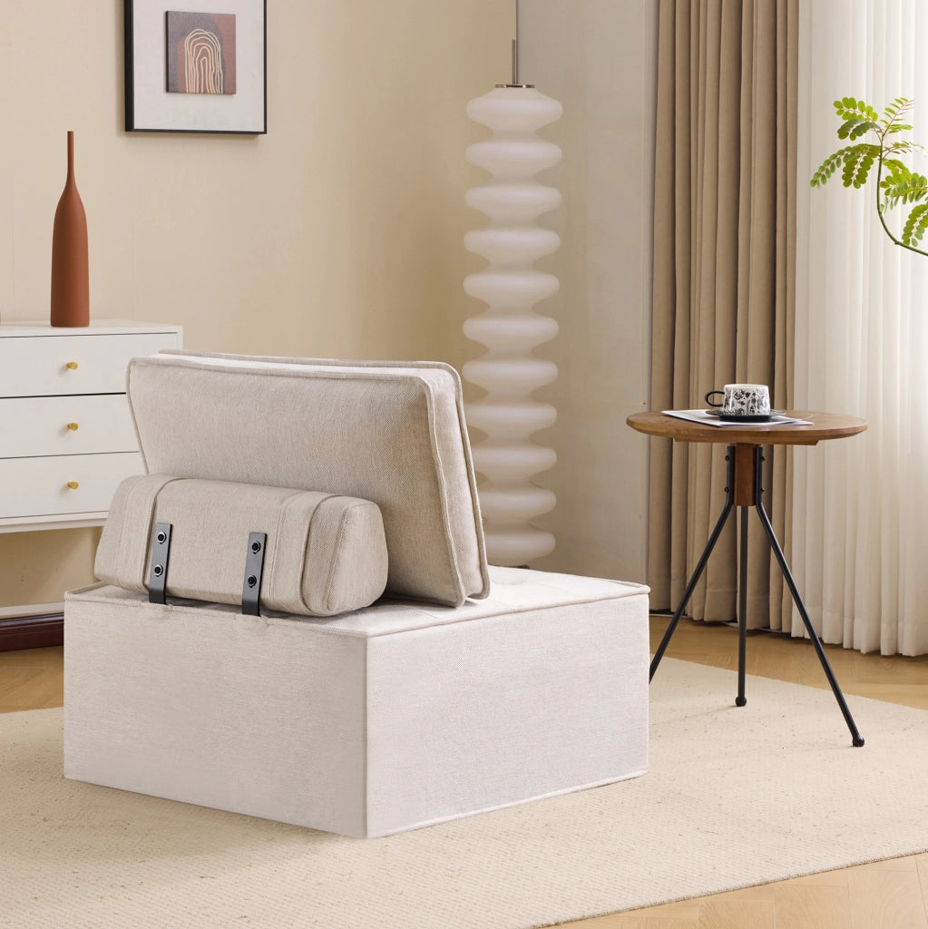 Divano modulare 80.0x36.0x32.0 cm componibile e compatto in compensato beige