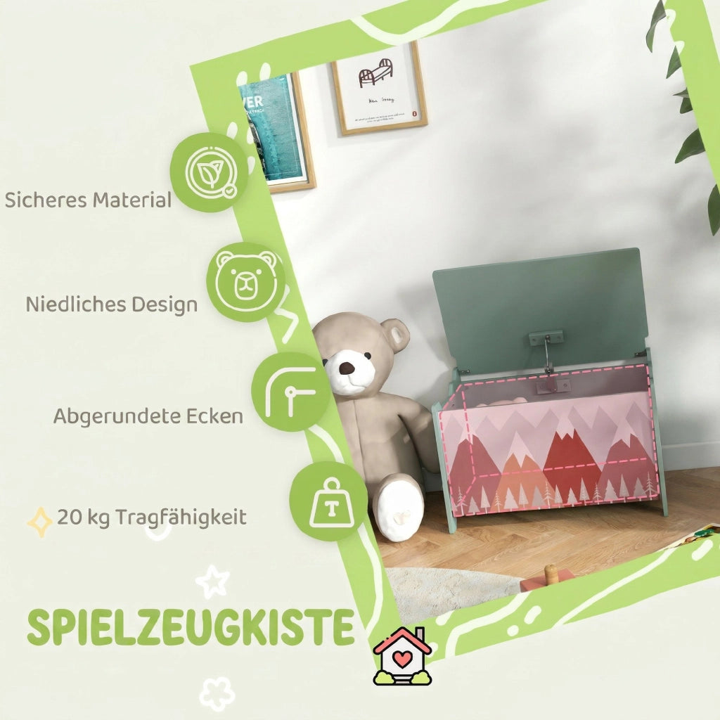Casetta Giocattoli con Coperchio ¨C Zephmum ¨C Verde 60x40x30